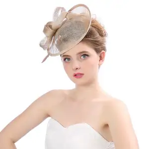 MIO Europa e América Pena Do Vintage Acessórios para o Cabelo Elegante Bridal Headdress Bow Hair Clip Casamento Fascinators Chapéus Top Hat