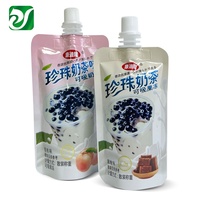 Emballage Jus De Bissap Sac imprimé transparent mat Doypack avec buse 200ml Boba Milk Spout Pouch