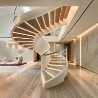 Escalier en colimaçon moderne pour intérieur, design flottant en bois, marches en bois, escaliers en spirale pour la décoration de maisons résidentielles et de villas