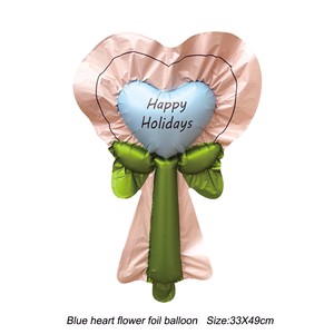 Happy Holidays Love Flores grandes con flores Ramo de globos de papel de aluminio para decoración de fiestas - Product Image 4