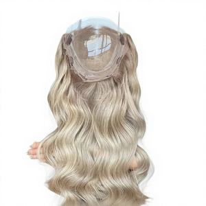 Shy Platinum Topper capillaire pour femme, blond, en cheveux humains Remy européens vierges bruts, à clipser, provenant d'un seul donneur, ondulation lâche, 18 pouces - Product Image 1