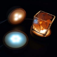 Lampe de nuit artisanale Yoni, petite lampe en bois massif, support de lampe circulaire, diffuseur de lumière, base en cristal, panneau mural en bois DIY, verre