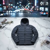 Veste d'hiver personnalisée pour homme grande taille en toile matelassée coupe-vent imperméable en nylon avec fermeture éclair, coupe-vent à capuche brodé