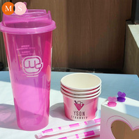 Nouveau produit thé à bulles jetable jus froid 700 ml Boba lait en plastique PP couleur dure tasse d'injection en plastique