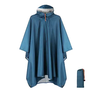 Custom Waterproof Rain Poncho Lightweight Reusable Hiking Hooded Rain Coat for Outdoor Activities