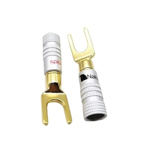 Enchufe en Y medio Cobre Cabezal chapado en oro Conector de banana Enchufe de altavoz Conector de cable de audio Cable rojo y negro - Product Image 1