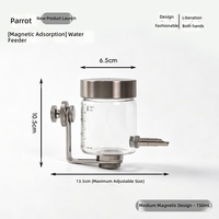 Distributeur d'eau automatique pour oiseaux, type piston, à fixation magnétique sur verre, transparent, pour perruches, ménagères et chinchillas