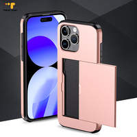 Torras pstand seri mag mewah untuk iPhone 15 wadah kartu bahan PC keras dengan Logo kompatibel dengan merek ponsel
