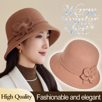 Elegante Sombrero Cloche de Lana para Mujer, Ajustable, con Diseño Floral, para Invierno, Formal, Casual, de Fiesta