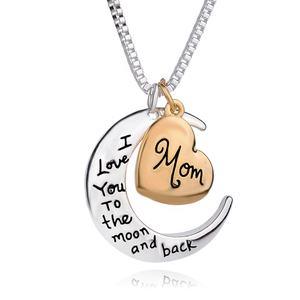 Collana con Ciondolo a Cuore Dorato 'Ti Amo Mamma fino alla Luna' con Luna Crescente in Argento e Motivo a Lettere con Perle, Regalo per la Festa della Mamma - Product Image 5