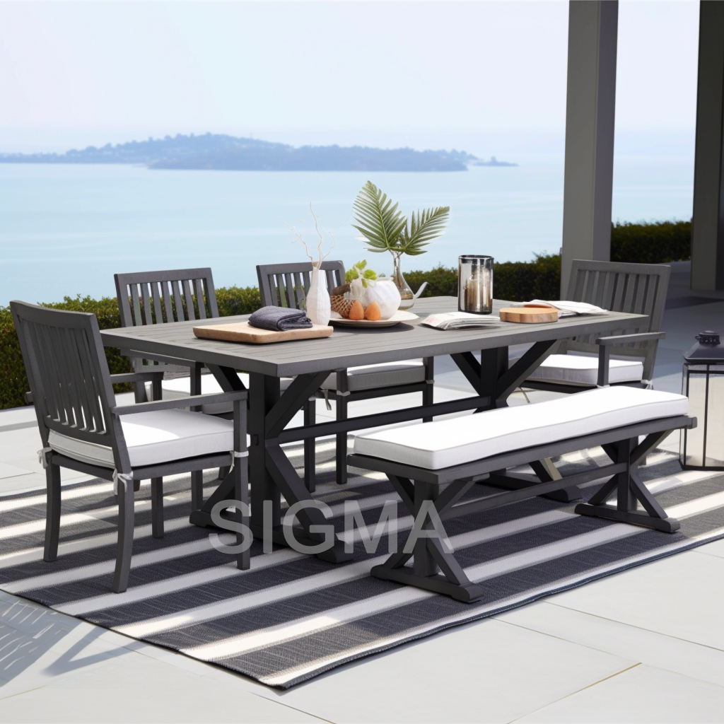 Modern Design Aluminum Dinning Chairs Cheap Black Patio Restaurant Furniture