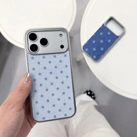 Coque arrière style INS à motif étoiles cowboy pour iPhone 17 13 11 Pro Max, avec bord argenté électroplaqué, compatible iPhone 18