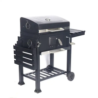 Fabricant OEM Cheminée Européenne Barbecue Extérieur Fumoir à Viande Carré Grand Chariot à Charbon de Bois Barbecue Grills avec Table d'Appoint Four