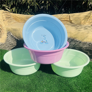 Grand bac en plastique rond de 50 cm, épaissi et profond, pour la lessive et les bains de pieds, usage domestique, couleurs assorties - Product Image 1