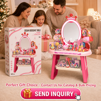 Ensemble de coiffeuse princesse 53 pièces pour enfants avec lumière, musique, miroir à capteur tactile, kit de maquillage pour filles, jouet d'imitation pour tout-petits