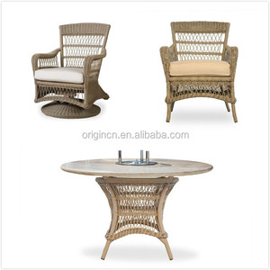 Ensemble de mobilier de jardin de style royal français, chaise pivotante en rotin en option, table ronde, foyer - Product Image 1