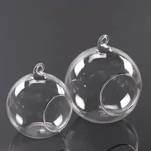 Großhandel Clear Hanging Dekorative Kugel mit Glas Tee licht Kerzenhalter für Weihnachts dekoration