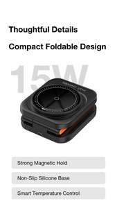 Cargador Inalámbrico Magnético 3 en 1 Compacto y Portátil, Estación de Carga Rápida Plegable con Soporte Metálico para iPhone, Reloj y Auriculares - Product Image 4