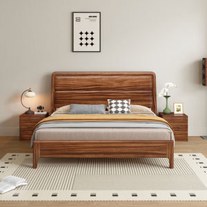 Cadre de <span class=keywords><strong>lit</strong></span> pour chambres d'hôtes haut de gamme en <span class=keywords><strong>bois</strong></span> de noyer noir robuste avec finition lisse et structure stable - Product Image 1