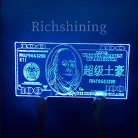 Letrero LED de Acrílico Colorido con Diseño de Billete de Dólar y Logotipo Personalizado Richshining, Letrero Luminoso de Lujo para Bar o Fiesta