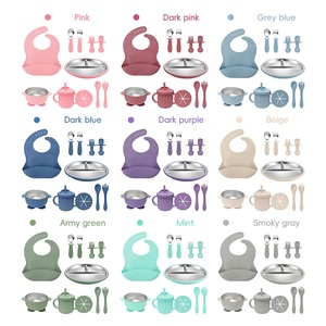 Baby Led <b>Weaning</b> Supplies 11 Piece Stainless Steel Suction Plate Set Divided Toddler <b>Bowls</b> Non Slip Dishwasher Safe Manual Feedi - Product Image 4