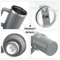 Shopify Agent 2024 Shopify Bouteille d'eau portable en acier inoxydable de 40oz avec poignée Tasse de sport de voyage avec paille