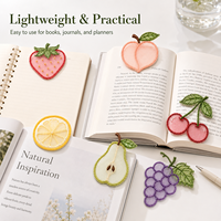 Marcador de Libros Personalizado de Organza Ecológica y Duradera con Bordado, Estilo Frutal, para Regalos y Empaques