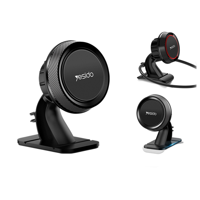 C60 360 Angle Adjustable Mobile Phone Magnetic Holder Stand Universal Silicone Car Magnet Phone Mount With Cable Clip