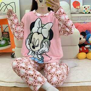 Conjuntos de Pijamas Casuales para Mujer, Lindos Pijamas de Cuello Redondo con Dibujos Animados para Primavera, Otoño e Invierno, Cómodos Conjuntos de Pijamas - Product Image 4