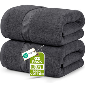 Juego de toallas de baño de tres colores, algodón puro, absorbente, de secado rápido, para uso doméstico, color sólido, rectangular - Product Image 2