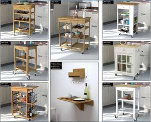 경쟁력 있는 가격의 현대식 이동식 음식 서빙 보관용 PVC 상판 나무 주방 트롤리 카트 (바퀴 포함) - Product Image 6