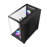 AntarcChill High Quality Custom Logo Transparent ATX PC Case Gaming Desktop Computer Case With Three Tempered Glass Panels