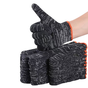 면사 검은 원사 먼지 방지 두꺼운 노동 보호 장갑 통기성 미끄럼 방지 내마모성 건설 장갑 - Product Image 1