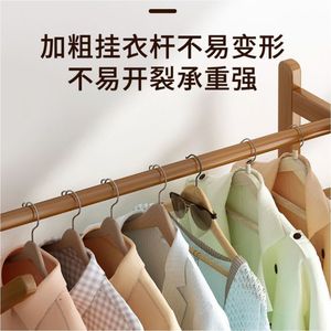 Household clothes <b>rack</b> with storage cabinet, floor-standing, for bedroom use; simple room clothes <b>rack</b> and storage <b>shelf</b>. - Product Image 5