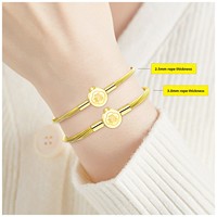 Bracelet étanche XD MB373 2,5 mm/3 mm avec fil d'acier doré, perles porte-bonheur 3D, bracelet en fil d'acier doré