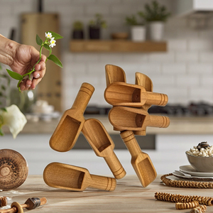 Cuillère à café et à thé en bois massif - Durable, absorbe l'<span class=keywords><strong>humidité</strong></span>, multi-usages pour les sels de bain, les produits chimiques ménagers, logo personnalisé - Product Image 3