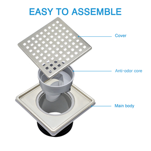 Guida 721027 hiện đại ABS chống côn trùng khử mùi vuông phòng tắm nhà bếp ban công thoát nước sàn 150*150mm SS304 Bìa Chải bề mặt - Product Image 5