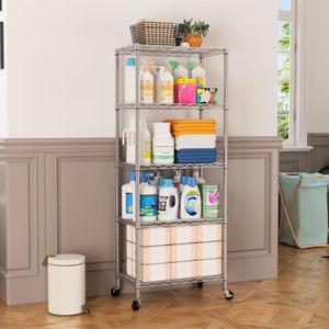 5 raflar depolama raf tel dolap banyo Metal kiler mutfak garaj rafları ünitesi çamaşır odası ile tekerlek - Product Image 1