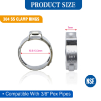Colliers de serrage PEX en acier inoxydable 304 certifiés NSF KING SMART, 3/8 pouce, type oreille