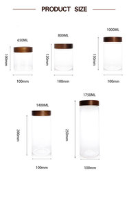 Juego de Recipientes de Vidrio Sellados de Gran Capacidad de 550 ml, 700 ml y 1000 ml, Recipiente de Vidrio Sellado para Almacenamiento de Alimentos con Tapa de Madera de Canela - Product Image 6