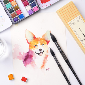 Pinceaux d'artiste professionnels personnalisés en poils d'écureuil naturels, pinceau pour peinture à l'aquarelle avec manche en bois, logo <span class=keywords><strong>sur</strong></span> toile - Product Image 6