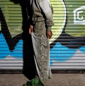 Haut à capuche personnalisé pour homme, style streetwear, surdimensionné, superposé, avec strass filigranés effet soleil, tenue de sport écologique - Product Image 4