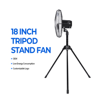 Ventilateur sur pied en métal électrique de 18 pouces, 3 pales, hauteur réglable, vent puissant, classe énergétique efficace pour l'hôtellerie et l'usage commercial