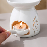 Brûleur de cire d'aromathérapie en céramique blanche avec motif d'étoile porte-tartes d'aromathérapie assorties brûleur d'huile essentielle à usage domestique