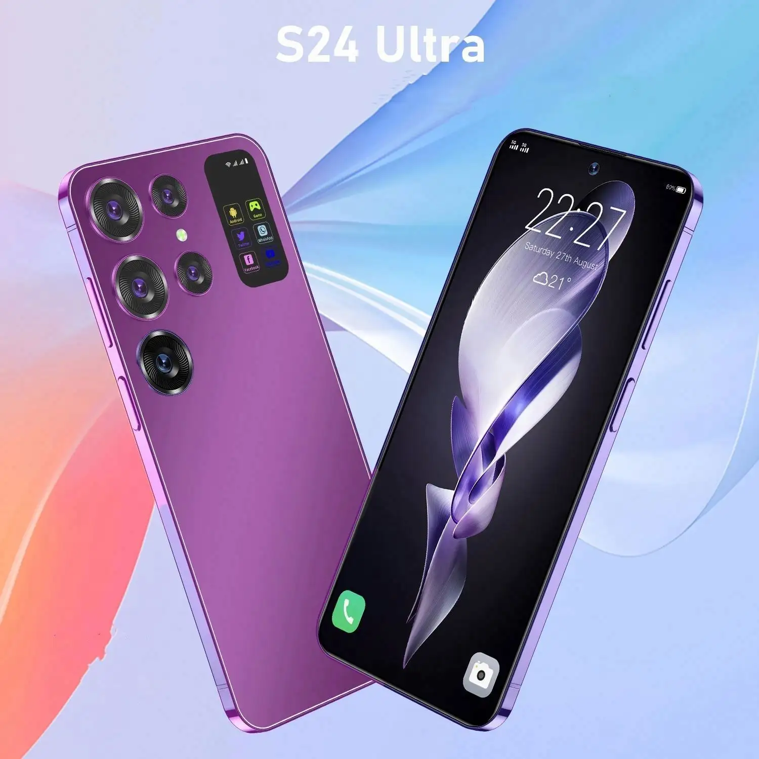 Vente chaude S24 + ULTRA Original 16 Go + 51 Go 32MP + 64MP Double carte SIM 6800mAh Android 12.0 Téléphone de jeu cellulaire Téléphone mobile intelligent