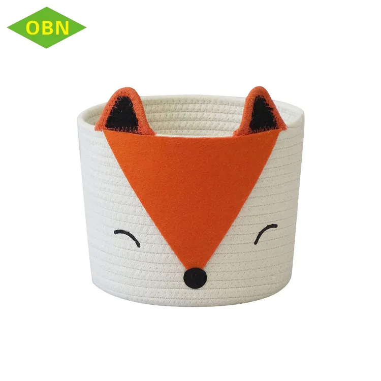 Handmade lovely fox sewing cotton rope cartoon storage basket for baby