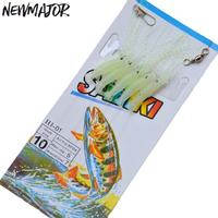 NEWMAJOR H1-01 5 hameçons circulaires lumineux pour appâts crevettes en acier à haute teneur en carbone 8-20 #   Ensemble d'hameçons de pêche en jigging pour la pêche en mer au bar
