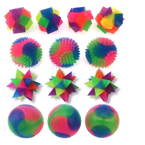 Commercio all'ingrosso divertente LED lampeggiante sensoriale cigolante giocattoli per animali domestici elastici illuminanti palle per cani gatto punte interattive giocattoli in gomma TPR - Product Image 3