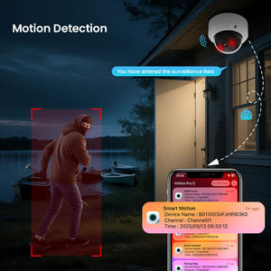 Cámara domo IP VeeZoom IK10 de 5MP con visión nocturna, detección de movimiento, sensor CMOS, giro/inclinación y almacenamiento en la nube para la seguridad del hogar y la oficina. - Product Image 2