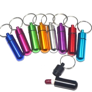Hot Sell Promotional Custom Laser Logo Pill Case Metal Pill Box Seven Colors Rre Optional Aluminum Pill Box Key Ring
